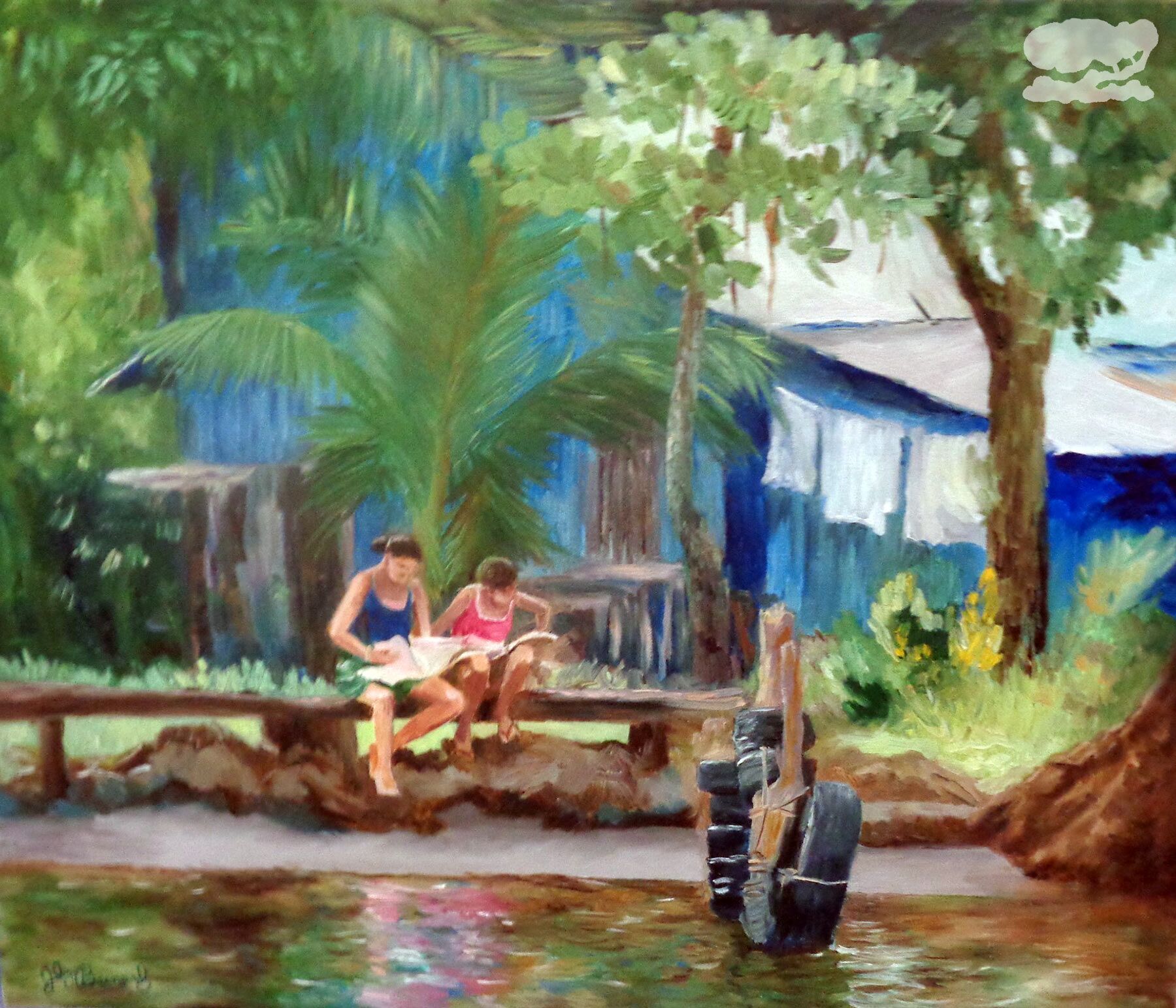 Girls Reading in Tortuguero Costa Rica