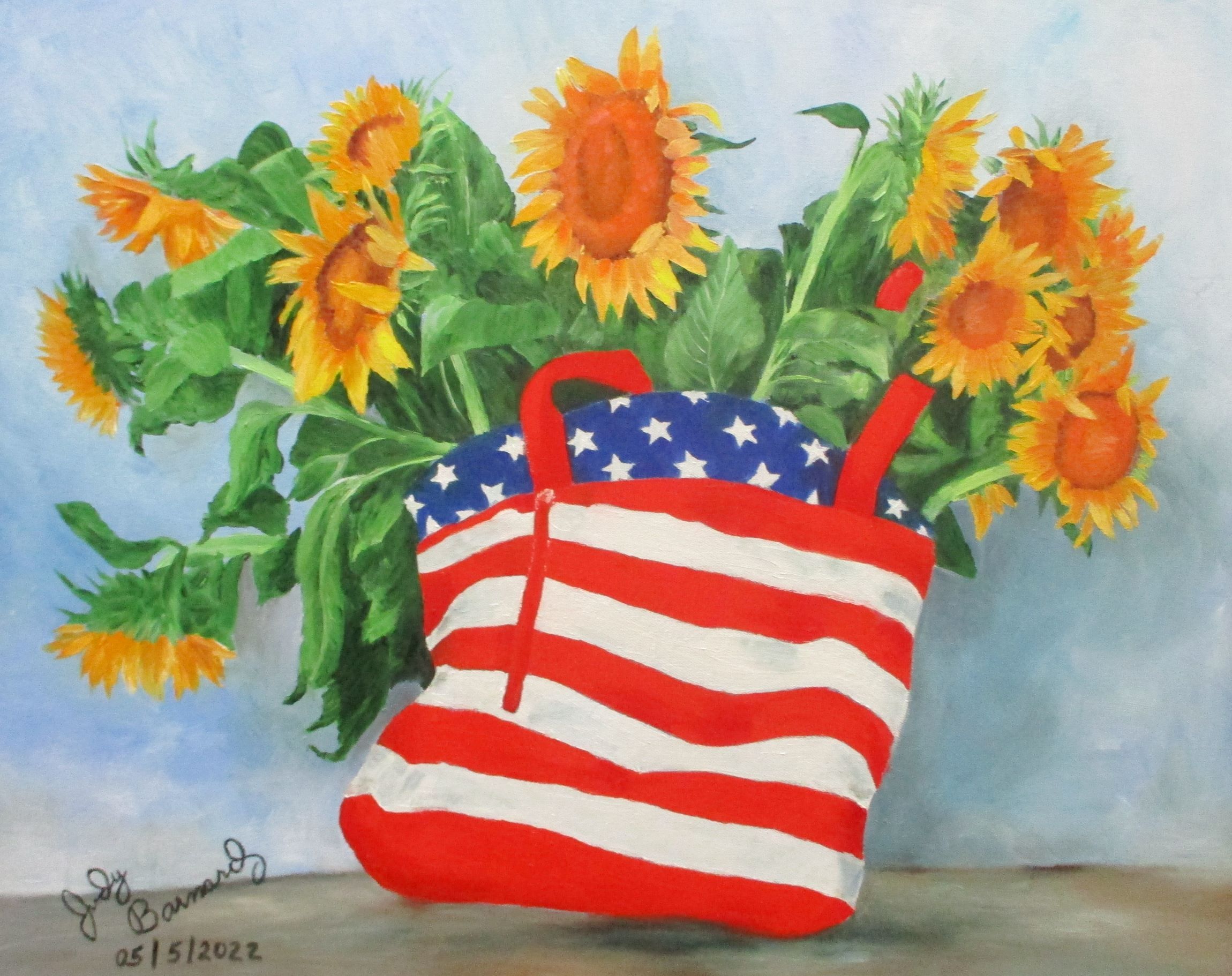XX#306 stars & strips and sunflowers 24 x 30 oil on canvas